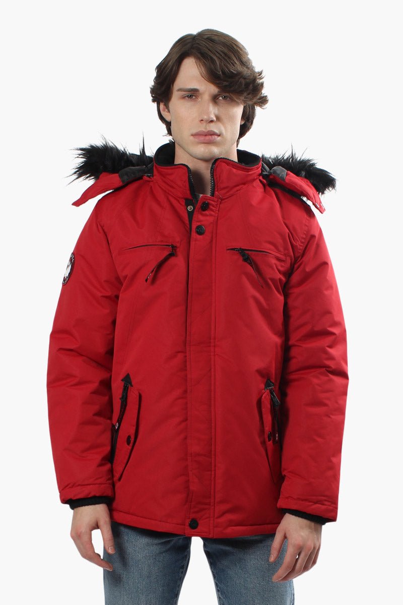 Canada Weather Gear Solid Hooded Parka Jacket - Red - Mens Parka Jackets - International Clothiers