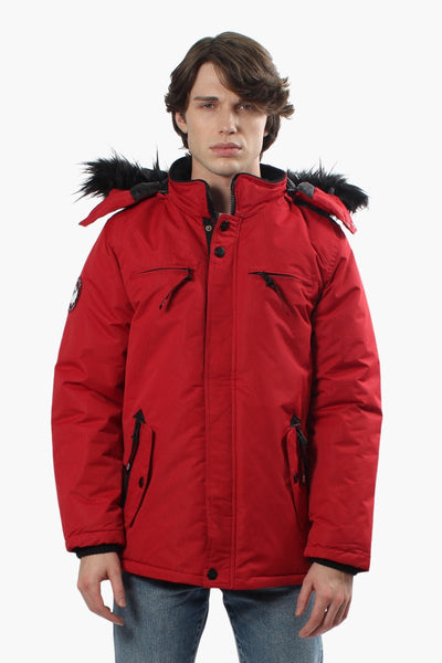 Canada Weather Gear Solid Hooded Parka Jacket - Red - Mens Parka Jackets - International Clothiers