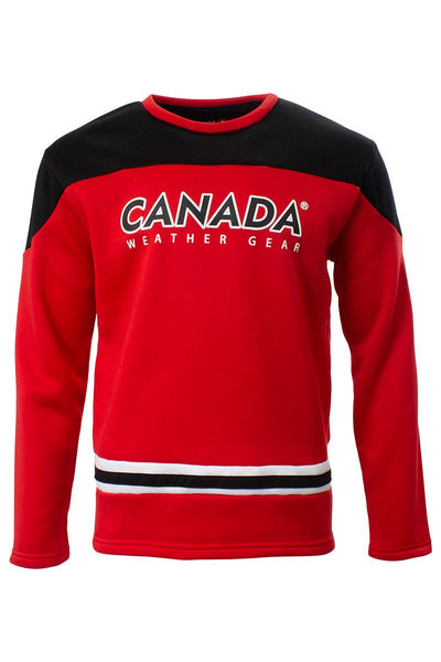 Canada Weather Gear Striped Crew Neck Sweatshirt - Red - Mens Hoodies & Sweatshirts - International Clothiers