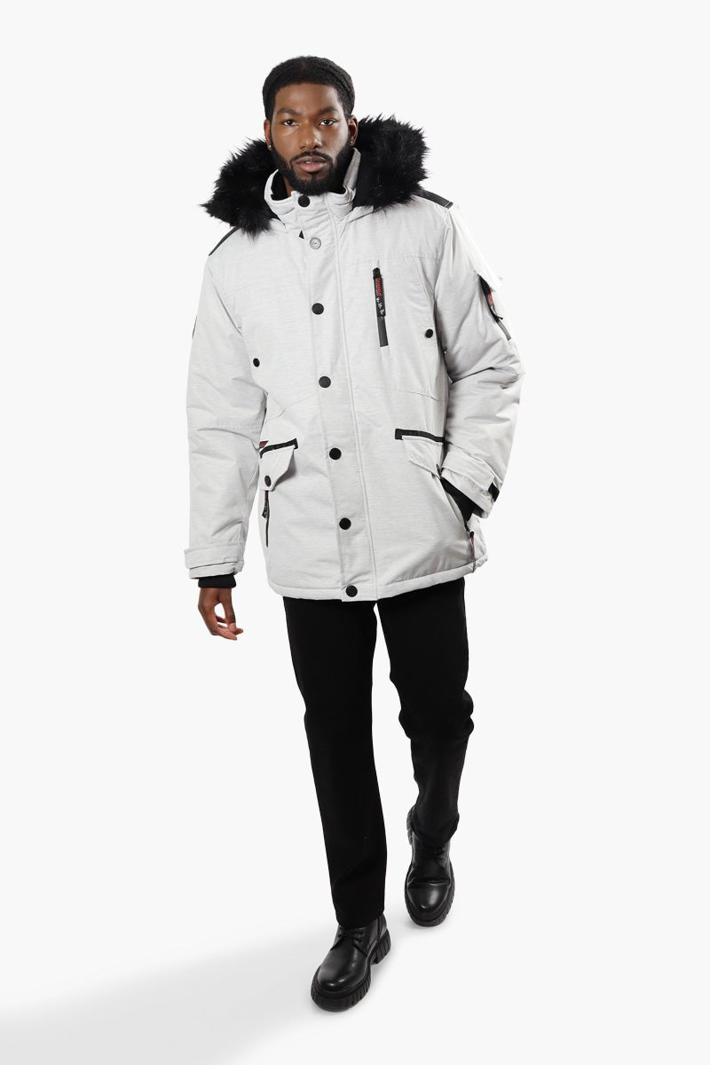 Canada Weather Gear Vegan Fur Hood Parka Jacket - Grey - Mens Parka Jackets - International Clothiers