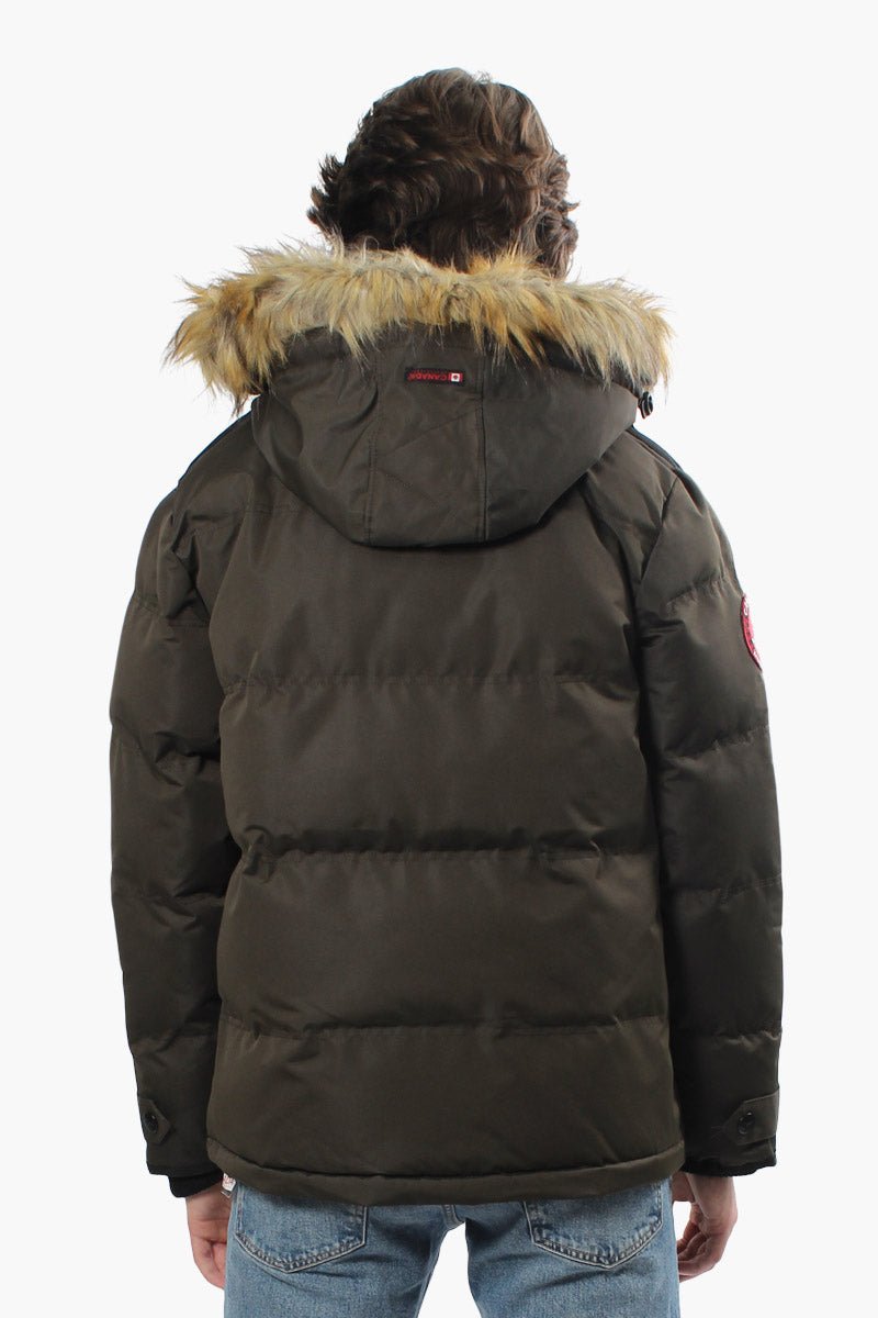Canada Weather Gear Vegan Fur Hood Parka Jacket - Olive - Mens Parka Jackets - International Clothiers