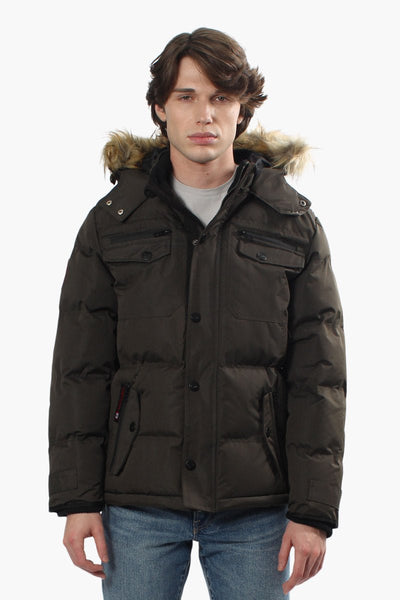 Canada Weather Gear Vegan Fur Hood Parka Jacket - Olive - Mens Parka Jackets - International Clothiers