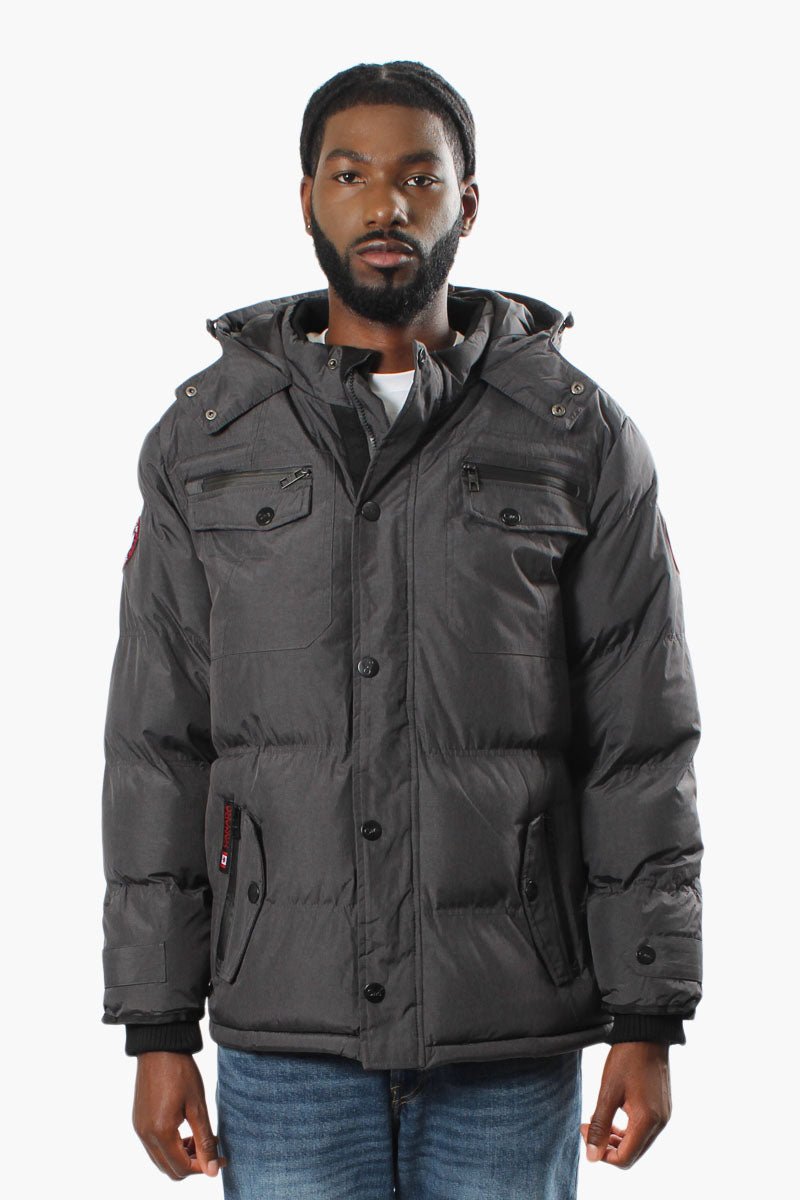 Canada Weather Gear Zip Pocket Puffer Parka Jacket - Grey - Mens Parka Jackets - International Clothiers