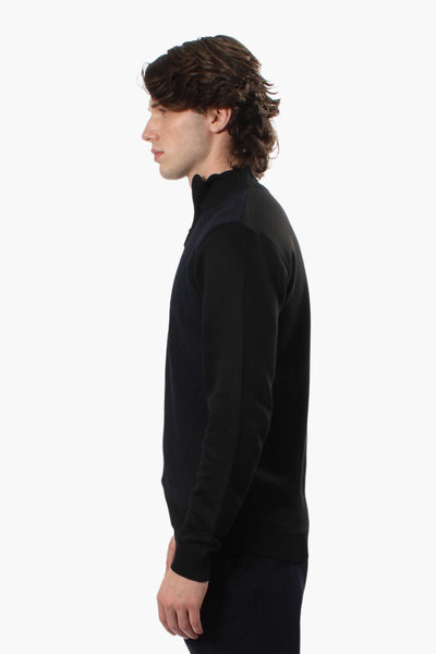 Jay Y. Ko Diamond Detail 1/4 Zip Pullover Sweater - Black - Mens Pullover Sweaters - International Clothiers