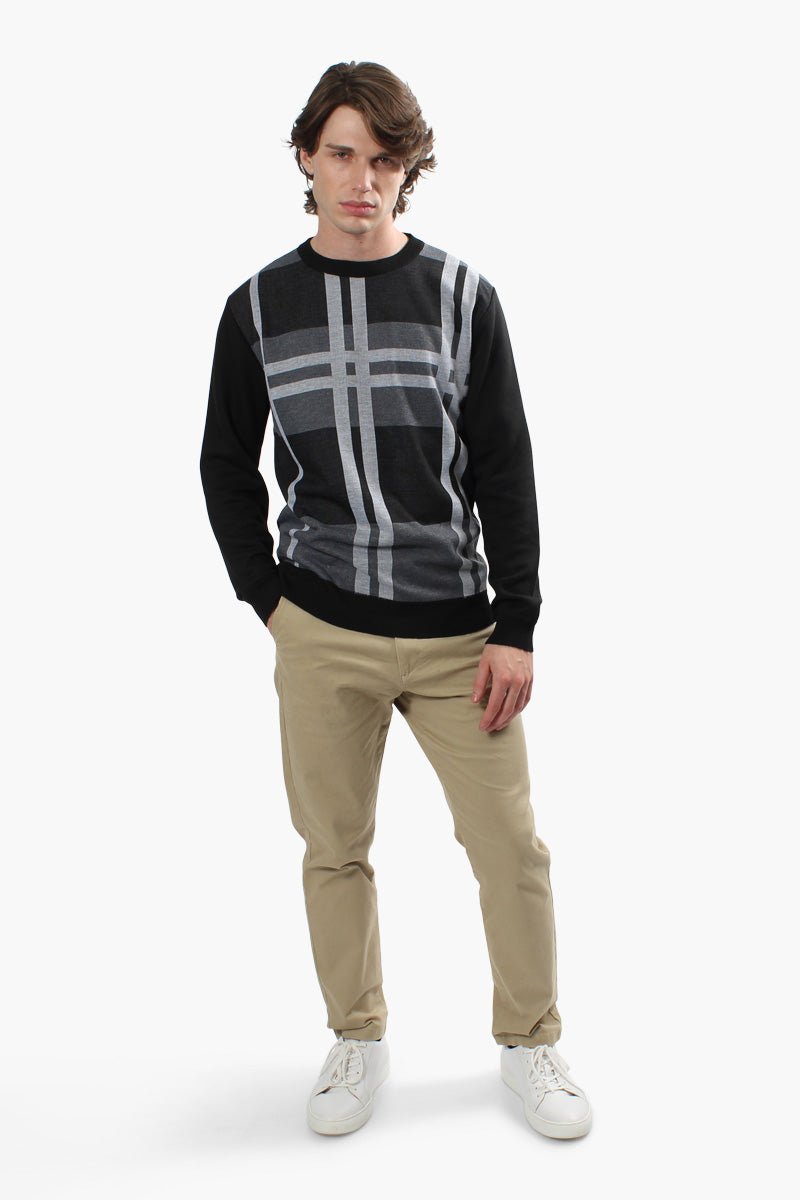 Jay Y. Ko Plaid Striped Pullover Sweater - Grey - Mens Pullover Sweaters - International Clothiers