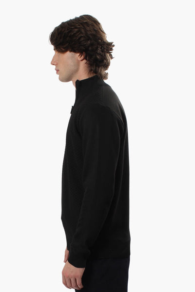 Jay Y. Ko Printed 1/4 Zip Pullover Sweater - Black - Mens Pullover Sweaters - International Clothiers