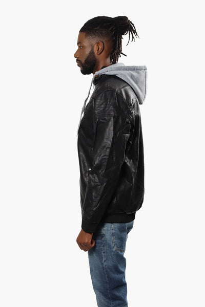 Randy River Hooded Vegan Leather Moto Jacket - Black - Mens Moto Jackets - International Clothiers