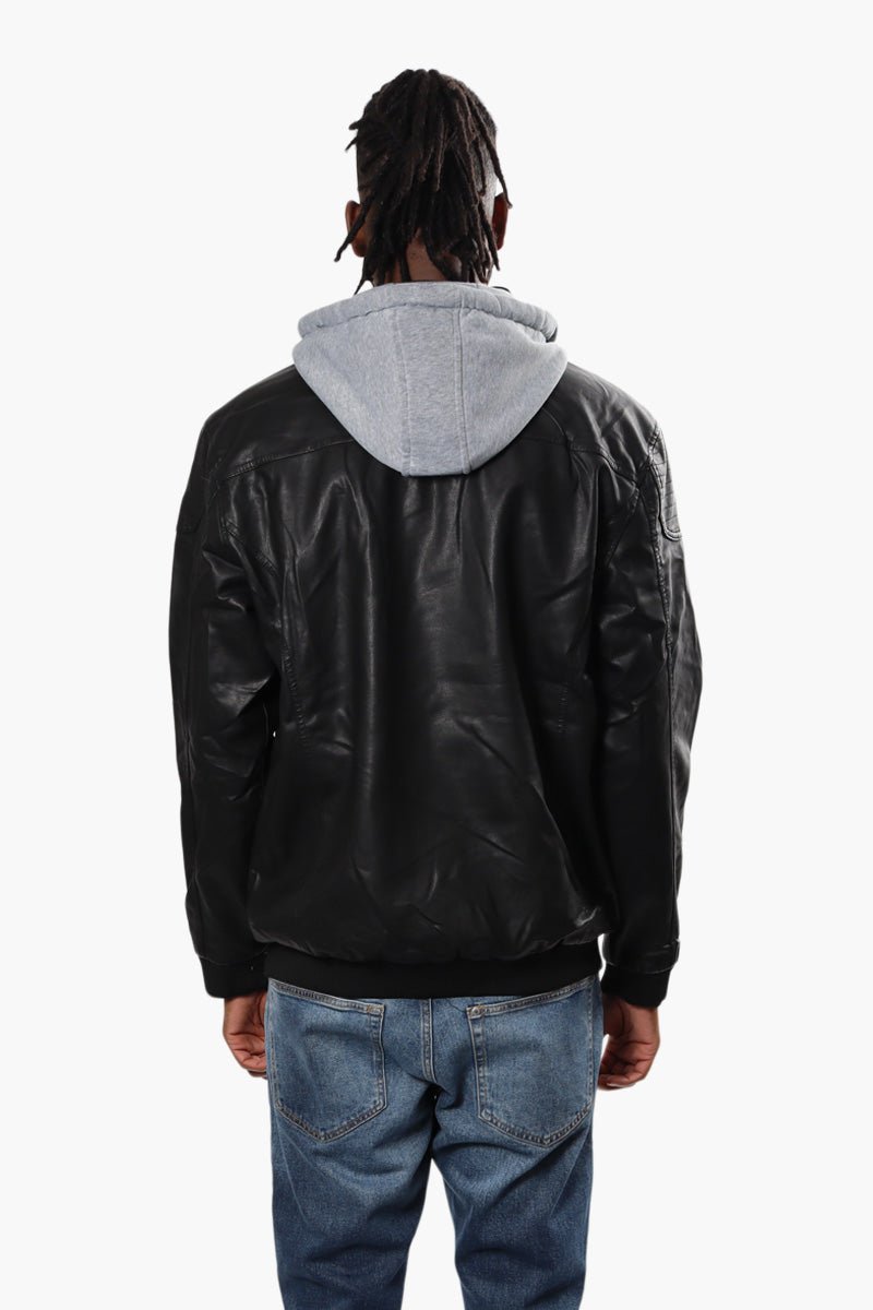 Randy River Hooded Vegan Leather Moto Jacket - Black - Mens Moto Jackets - International Clothiers