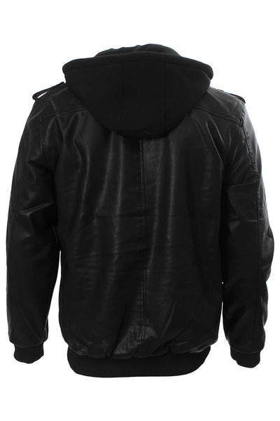 Refinery Republic Solid Vegan Leather Moto Jacket - Black - Mens Moto Jackets - International Clothiers