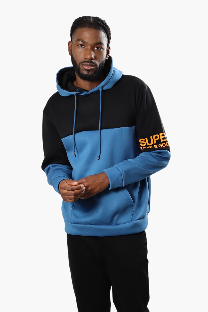 Super Triple Goose Colour Block Drawstring Hoodie - Blue - Mens Hoodies & Sweatshirts - International Clothiers