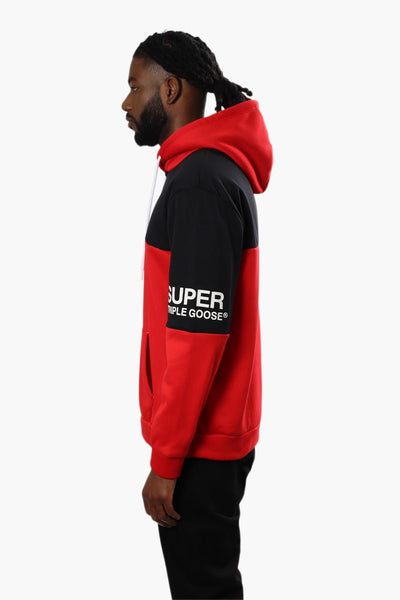 Super Triple Goose Colour Block Drawstring Hoodie - Red - Mens Hoodies & Sweatshirts - International Clothiers