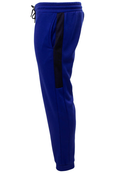 Super Triple Goose Solid Mesh Side Sweatpants - Blue - Mens Joggers & Sweatpants - International Clothiers