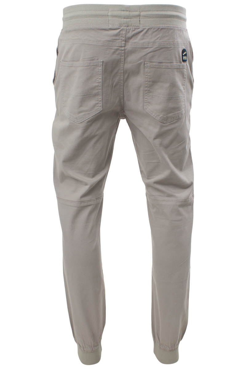 Super Triple Goose Solid Tie Waist Moto Jogger Pants - Grey - Mens Pants - International Clothiers