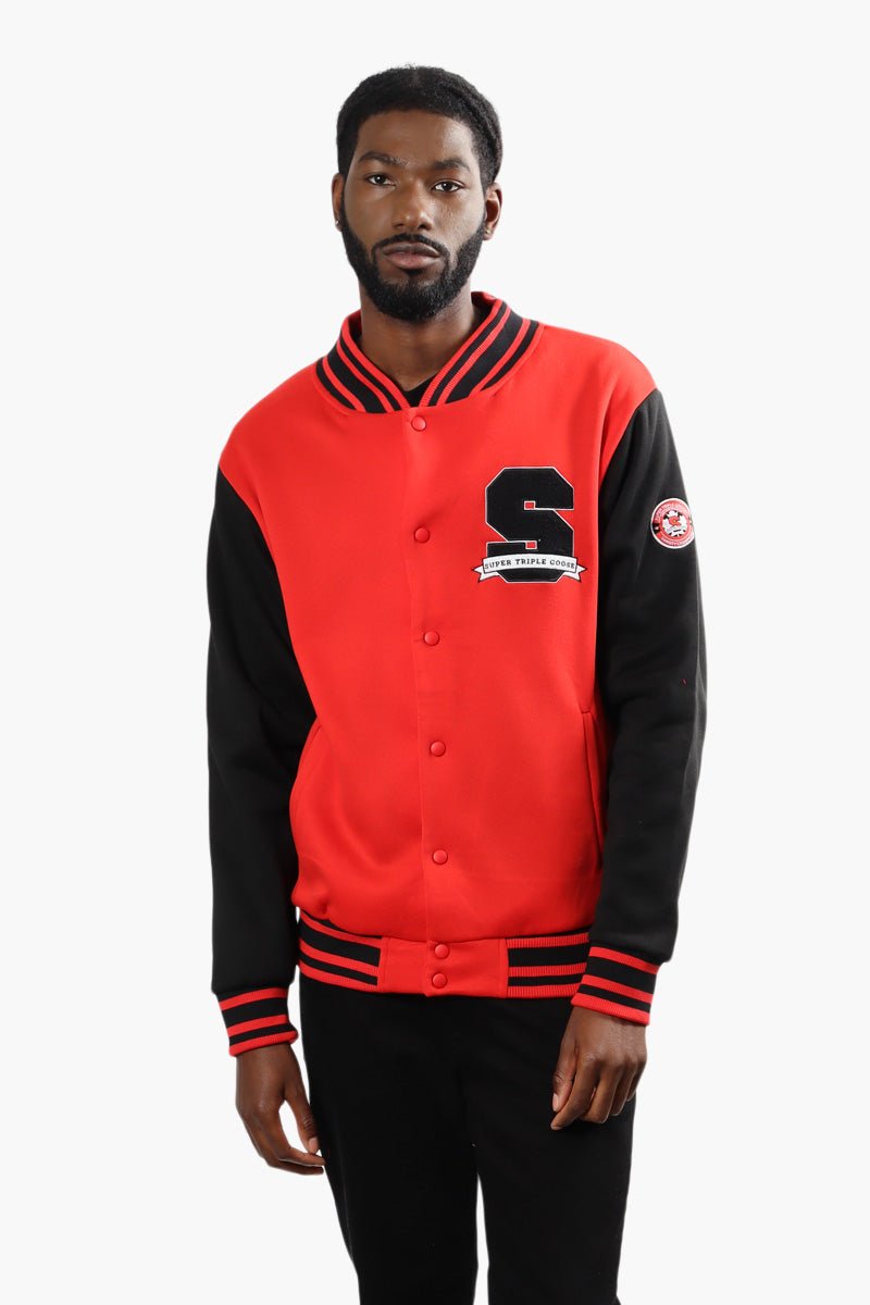 Super Triple Goose Varsity Fleece Lightweight Jacket - Red - Mens Lightweight Jackets - International Clothiers