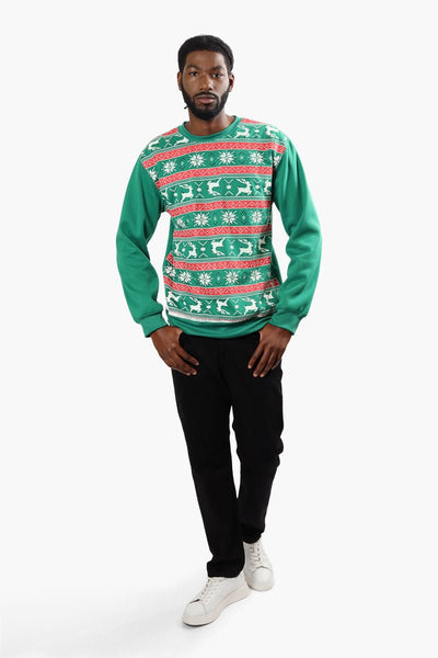 Ugly Christmas Sweater Festive Print Christmas Sweater - Green - Mens Christmas Sweaters - International Clothiers
