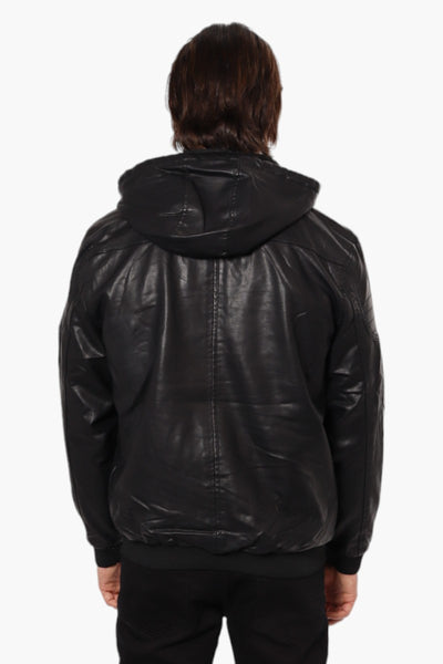 Super Triple Goose Hooded Vegan Leather Moto Jacket - Black - Mens Moto Jackets - International Clothiers